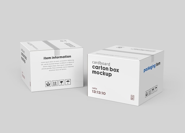 Rendu 3d de maquette de boîte en carton ondulé blanc pour le transport ou l'expédition de produits