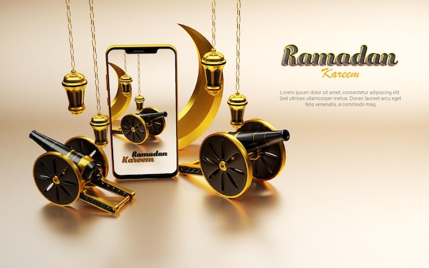 Rendu 3d De La Maquette Du Téléphone Spécial Ramadan