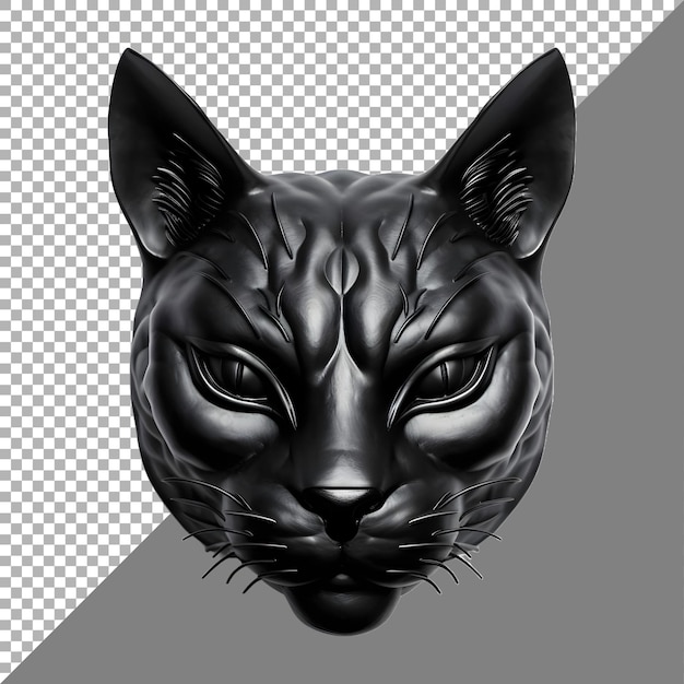 PSD rendu 3d d'un masque de chat noir sur fond transparent généré par ai