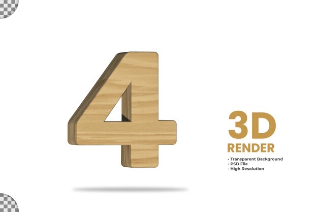 rendu 3d matériau bois plat numéro 4 isolé