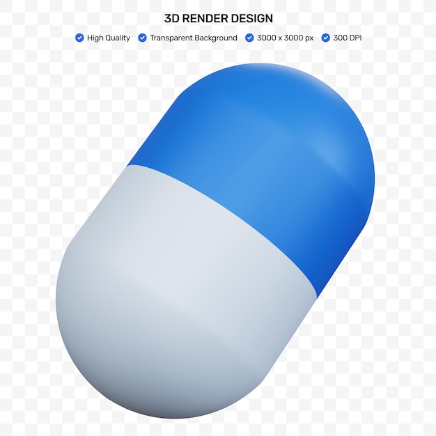 Rendu 3d médecine capsule bleu isolé