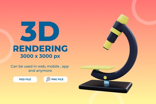 rendu 3d microscope illustration objet premium psd