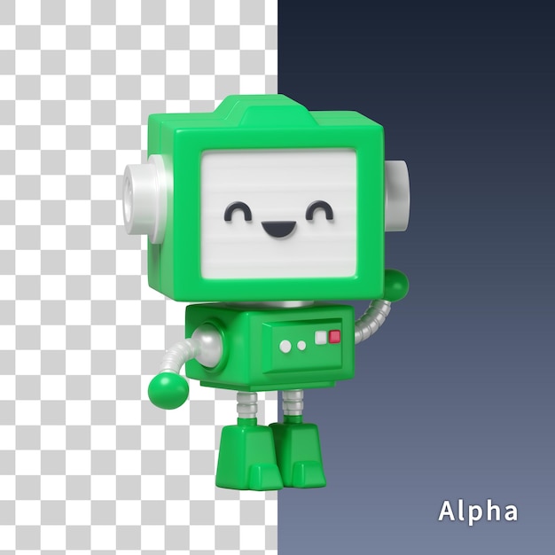 Rendu 3d mignon robot vert