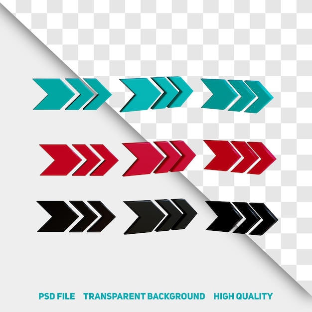 rendu 3d minimaliste 3d flèche noire rouge et verte icône psd premium partie 16