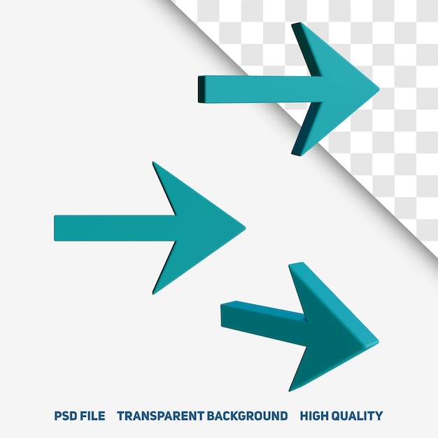 PSD rendu 3d minimaliste flèche 3d icône psd premium