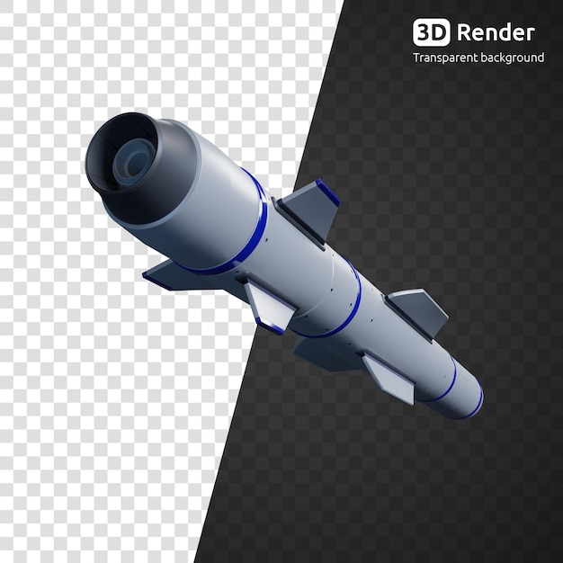 Rendu 3d De Missile Fusée Isolé