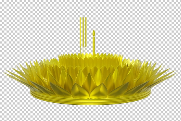 Rendu 3D Modèle de fleur flottante Golden Krathong Festival Loy Krathong