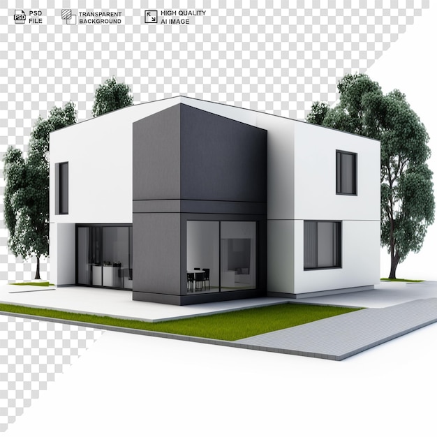 PSD rendu 3d d'un modèle de maison à fond transparent