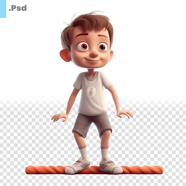 Rendu 3d D'un Modèle Psd Mignon Petit Garçon Sur Une Corde