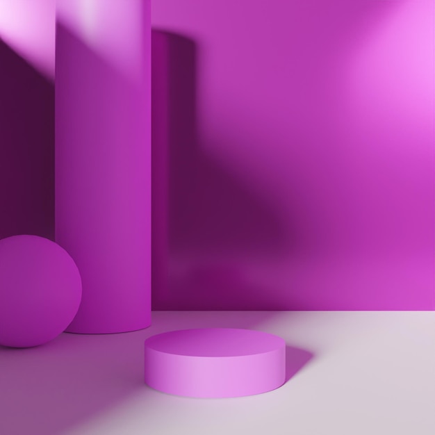 PSD rendu 3d moderne podium rose vide sur fond rose