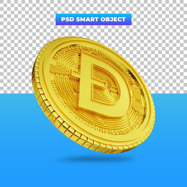 Rendu 3d Monnaie Numérique Golden Dogecoin