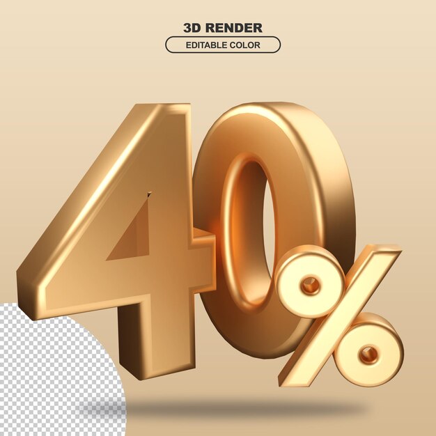 Un Rendu 3d D'un Nombre De 40 % Sur Un Fond D'or.