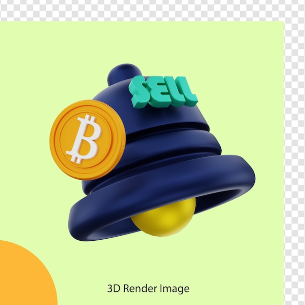 rendu 3d de la notification de vente de pièces crypto bitcoin