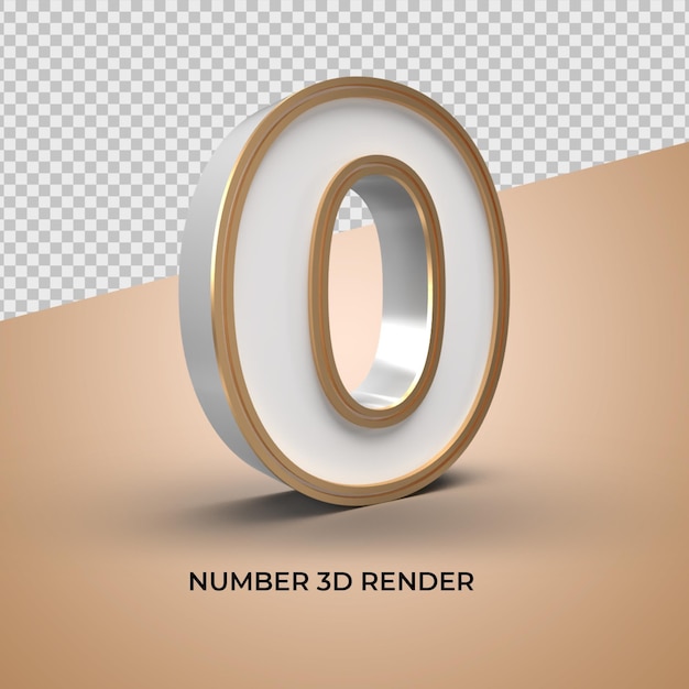 Rendu 3D numéro 0 blanc et or vente discount