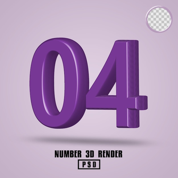rendu 3d numéro 04 couleur violette