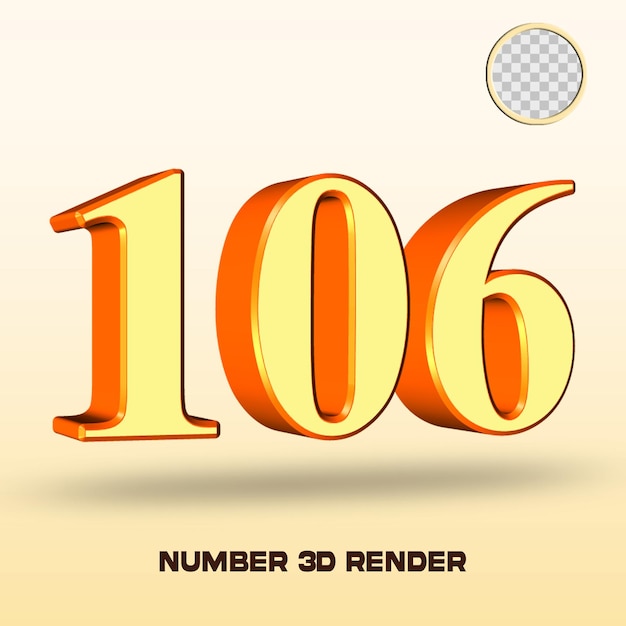 rendu 3d numéro 106 couleur orange jaune clair