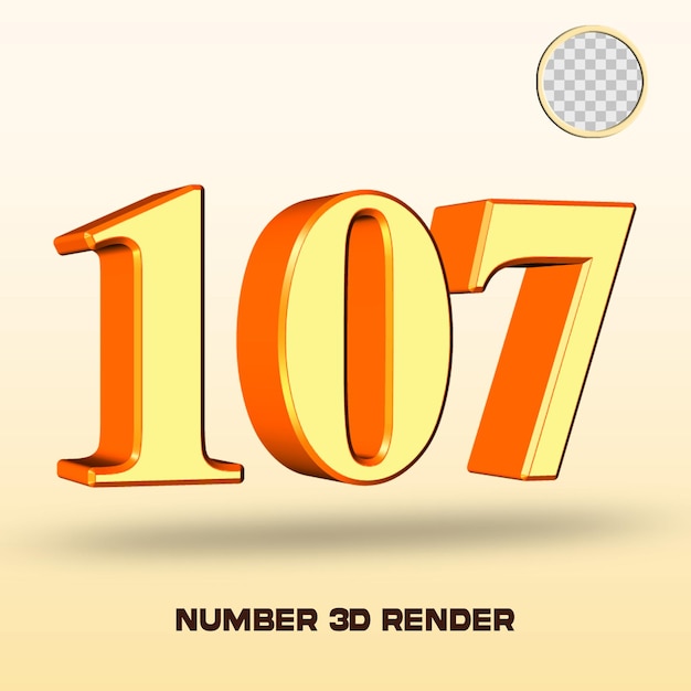 rendu 3d numéro 107 couleur orange jaune clair