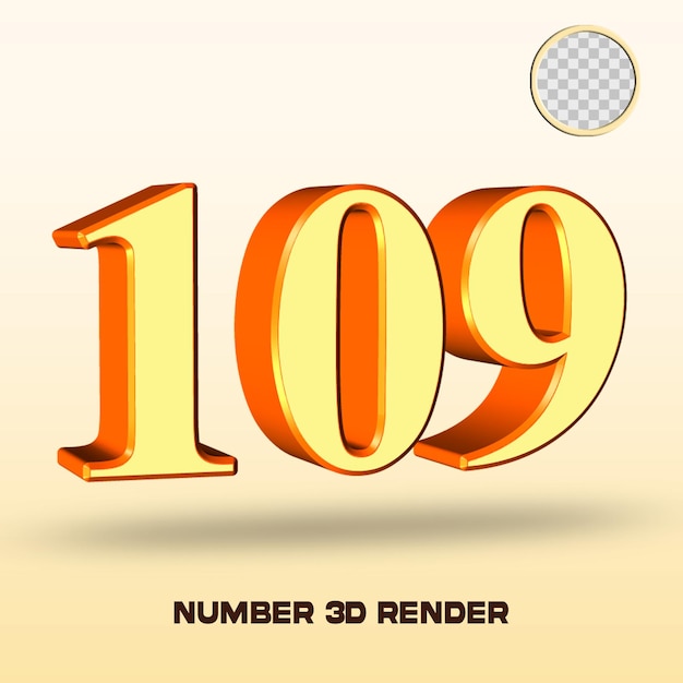 rendu 3d numéro 109 couleur orange jaune clair