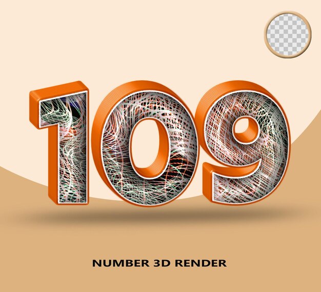 Rendu 3d Numéro 109 Ligne Orange Brillant Avec Ligne De Vague Abstraite