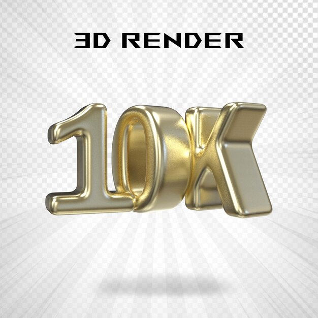 rendu 3d numéro 10k en or