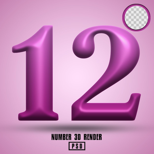 Rendu 3d Numéro 12 Dégradé Violet