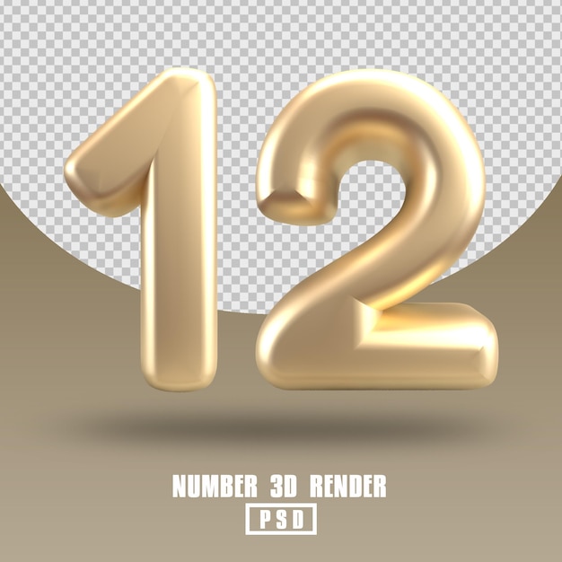 Rendu 3d Numéro 12 Style Or
