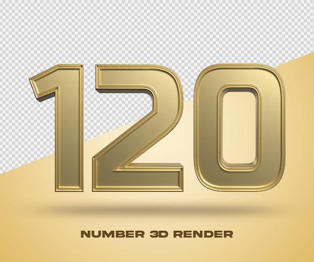 PSD rendu 3d numéro 120 couleur or