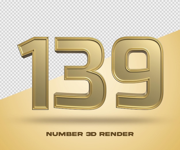 PSD rendu 3d numéro 139 couleur or