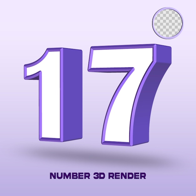 Rendu 3d numéro 17 couleur violet blanc