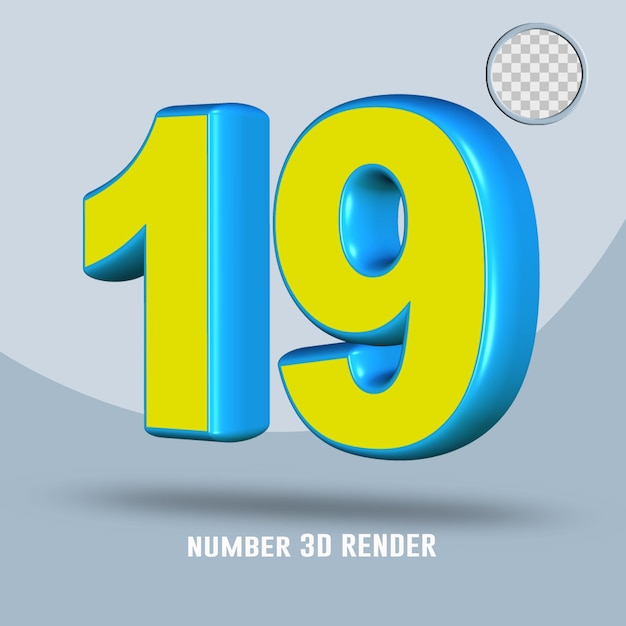 Rendu 3D numéro 19 couleur bleu clair jaune