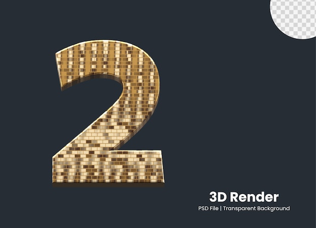 PSD rendu 3d numéro 2 isolé