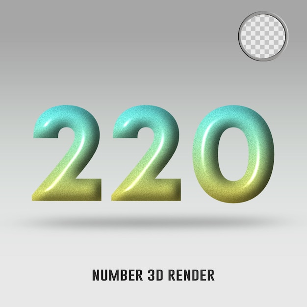 Rendu 3D numéro 220 couleur dégradé jaune tosca