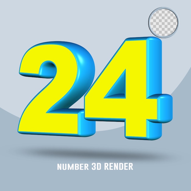 Rendu 3D numéro 24 couleur bleu clair jaune