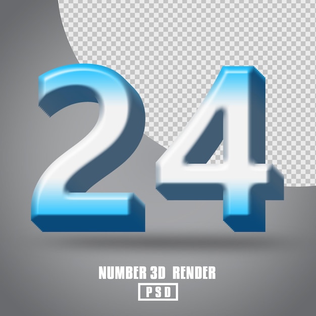 Rendu 3D numéro 24 dégradé blanc bleu