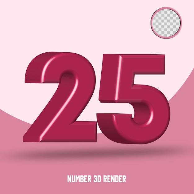 Rendu 3d Numéro 25 Couleur Marron Rouge