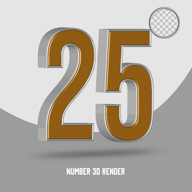 RENDU 3D NUMÉRO 25 STYLE OR ARGENT