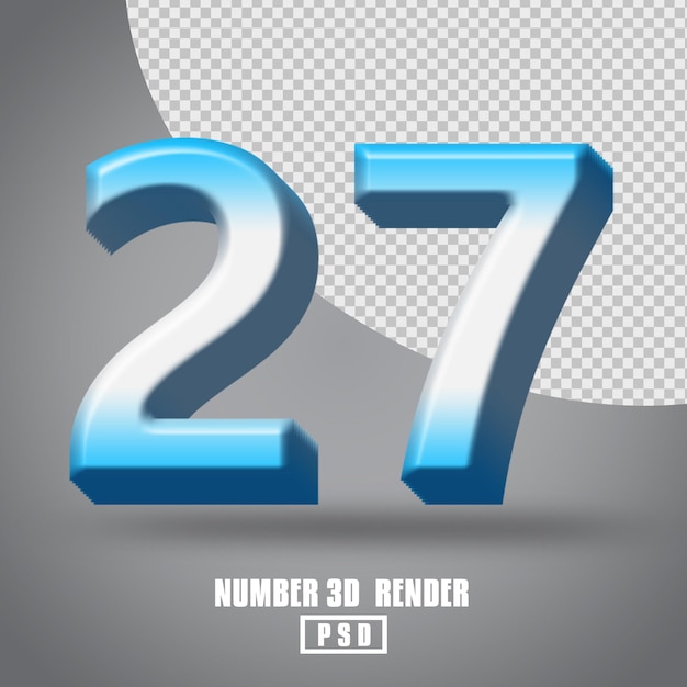 Rendu 3D numéro 27 dégradé blanc bleu