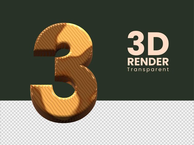 PSD rendu 3d numéro 3 isolé