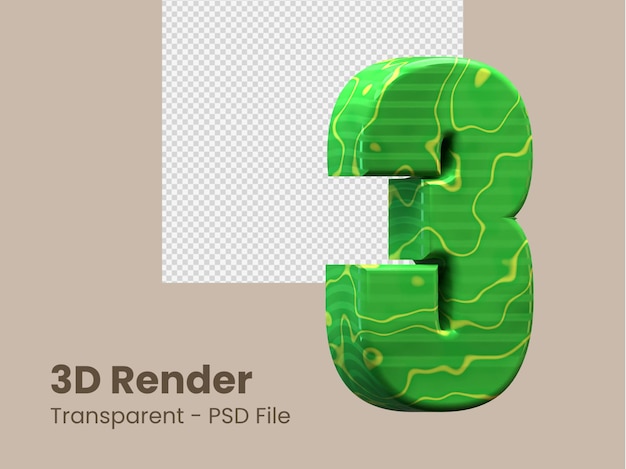 Rendu 3d Numéro 3 Isolé