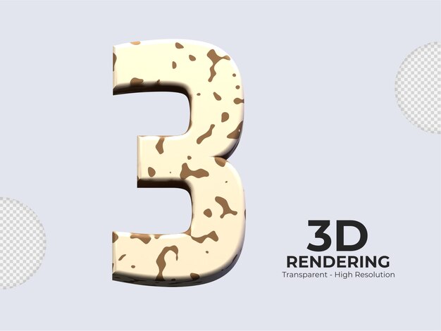 PSD rendu 3d numéro 3 isolé