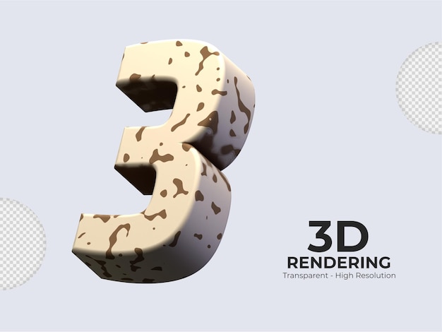 PSD rendu 3d numéro 3 isolé