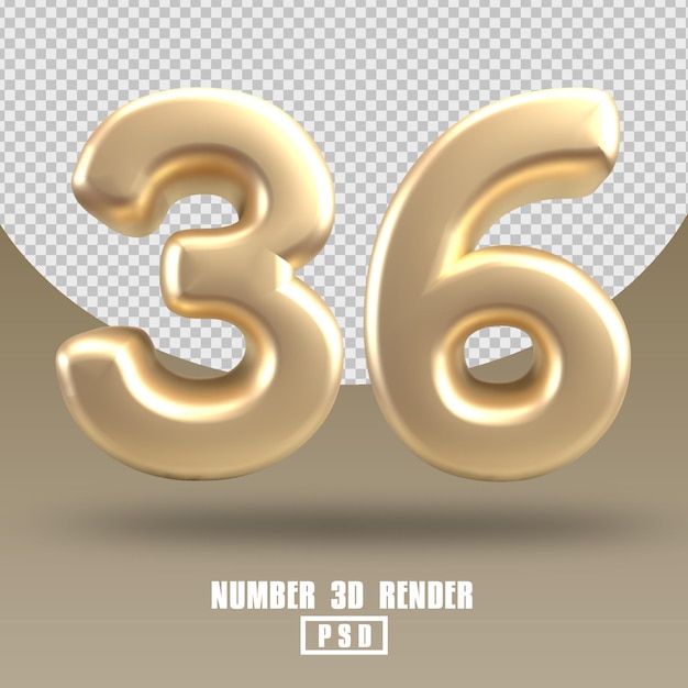 Rendu 3d Numéro 36 Style Or