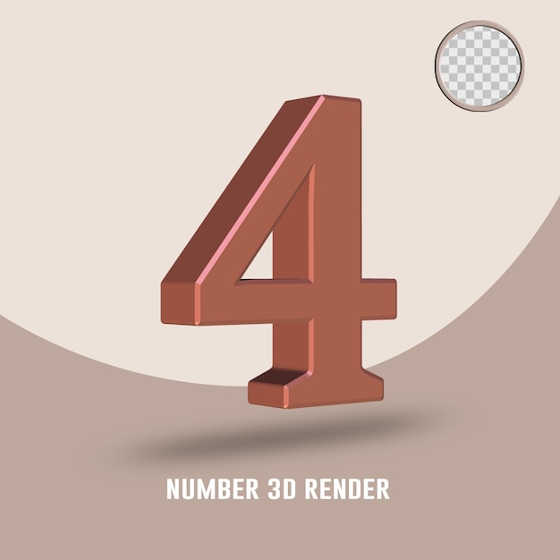 Rendu 3d Numéro 4 Couleur Cuivre