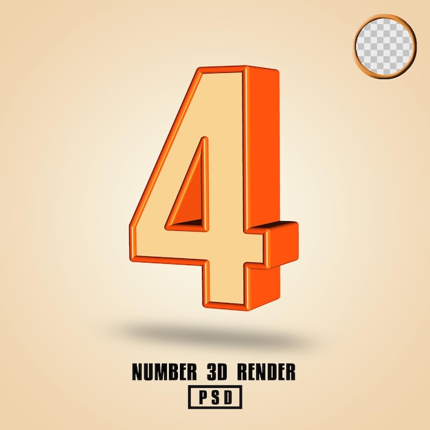 Rendu 3D numéro 4 couleur orange crème