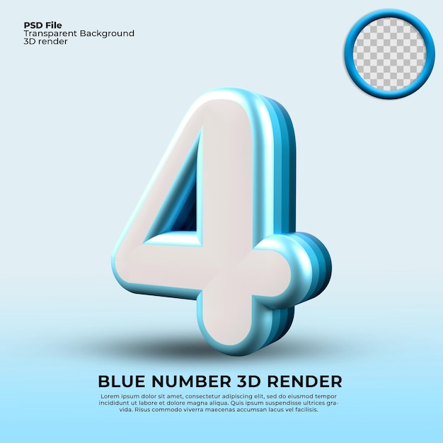 Rendu 3D numéro 4 dégradé de couche bleue