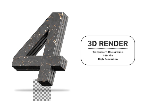 PSD rendu 3d numéro 4 isolé