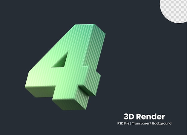 PSD rendu 3d numéro 4 isolé