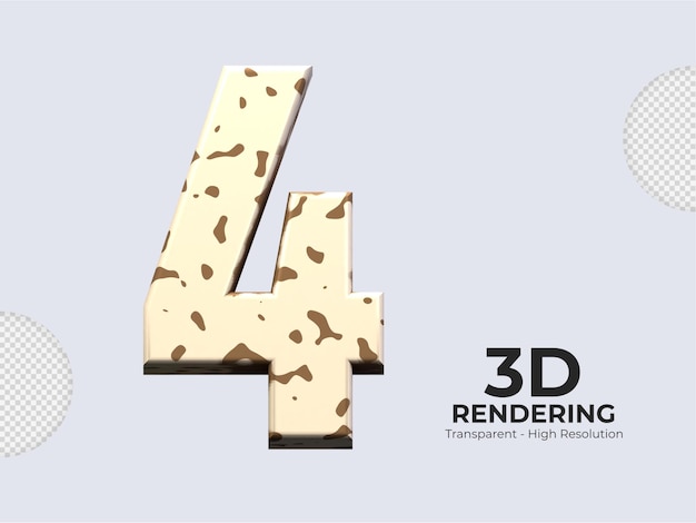 PSD rendu 3d numéro 4 isolé