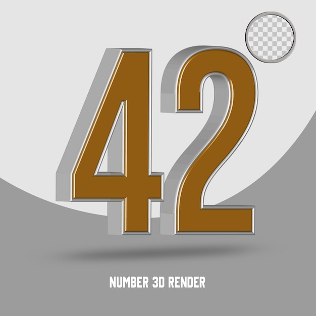 RENDU 3D NUMÉRO 42 STYLE OR ARGENT