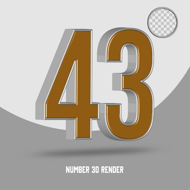 RENDU 3D NUMÉRO 43 STYLE OR ARGENT
